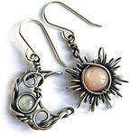 Earrings for Women Girls,Boho Women Earrings Sun Moon Dangle Moonstone Asymmetric Hook Earrings for Party