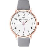 WRISTOLOGY Olivia Womens Numbers Rose Gold Boyfriend Watch Grey Leather Band