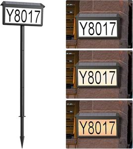 Quntis Solar House Numbers for Outside, Waterproof Address Numbers Sign Light Up, Cold/Warm/Daylight White Address Plaque Outdoor LED Illuminated, Wall Mounted/In Ground 2 Ways for Home Yard Street