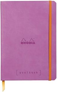 RHODIA 117751C - Soft Notebook Bullet Journal Goalbook Lilac - A5 - Dotted Dot - 240 pages - 90g Ivory Clairefontaine Paper - 2 Ribbons, Elastic Closure - Faux Leather Cover