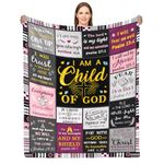 Christian Gifts for Women, Faith Bible Religious Gifts for Bible Verse Blanket, Christian Inspirational Gifts for Women, Faith Based Gifts, 50"X60" I Am a Child of God Throw Flannel Blanket, Pink