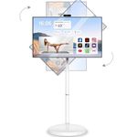 BSTGEKELY 32 Inch Portable Smart TV with 2nd Gen 4K UHD Touchscreen & Wheels, Android OS, 8G RAM+128G Storage, 4K Webcam, Remote, Full Swivel Stand Mobile Display