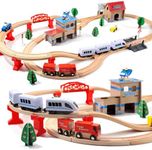 Electric Toddler Wooden Train Set Toy, 88 PCS Train Track Toys for 3 4 5 Years Old Kids, Great Gift for Kids, Boys and Girls