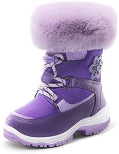 DREAM PAIRS Girls Toddler Snow Boots Slip Resistant Faux Fur Lined Mid Calf Little Kids Winter Shoes,Size 11 Little Kid,Purple,SDSB2221K