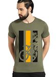 ADRO Men's Bike Rider Printed Cotton T-Shirt (RN22-2-BIK-OL_Olive_M)