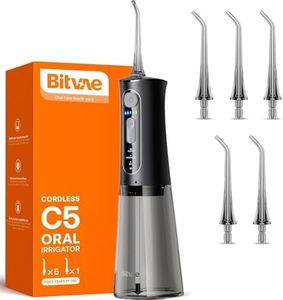 Bitvae Water Dental Flosser for Teeth, Cordless Water Teeth Cleaner Picks, 3 Modes 5 Intensities, IPX7 Waterproof, Rechargeable Water Dental Picks for Cleaning - Black