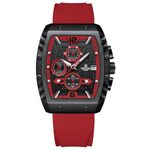 NAVIFORCE Silicone Men Analog Sports Chronograph Date Silicon Strap Quartz Watch -Nf8025, Dial Color_Red,Band Color-Red