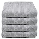 Luxury Bath Sheets Zero Twist Cotton 600 GSM (90 x140cm) Thick & Plush Hotel Quality Large Pool Spa & Hotel Bathroom Bath Towels | Pack Of 4 Silver Grey