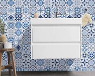 NAREVAL Blue Design Oil Proof,Waterproof & Fireproof Wallpaper Kitchen Stickers Kitchen Decoration Items for Home Stylish Self Adhesive Paper for Craft (Size : 60 * 200 cm) (Blue Floral N6, 3)