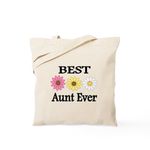 CafePress BEST AUNT EVER WITH FLOWERS Tote Bag Natural Canvas Tote Bag, Reusable Shopping Bag