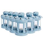 Nicola Spring Candle Lanterns Tealight Holders Metal Hanging Indoor Outdoor - 16cm - Blue - Set of 6