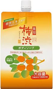 Gel de ducha japonés con tanino de caqui y ácido hialurónico, hidratante y antibacteriano, baja acidez, elimina los olores corporales desagradables, recarga ecológica de 1000 ml, fabricado en Japón
