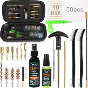 Keze Gun Cleaning Kit 9mm,.22,.357,.38,.45 with Gun Oil 1 oz. & CLP Cleaner Lubricant 2 oz. Handgun Shotgun Rifle and Pistol Cleaning Kits with Caliber Brass Brush and Brass Jag Adapter Portable Case