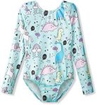 HOZIY Gymnastics Leotards for Girls Long Sleeve 4t 5t Dinosaur Unicorn Print Blue