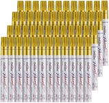 Overseas 48 Gold Paint Pens Markers, Oil Based Permanent Markers Set - Quick Drying, Waterproof, Fade-Resistant, Medium Tip Paint Pens for Wood, Metal, Rock, Ceramic, Plastic, Canvas, Glass, Rubber
