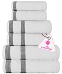 Casa Copenhagen Solitaire Collection 2.O, 100% Super Soft Cotton 6 Piece Towel Set, Includes 2 Bath Towels 2 Hand Towels 2 Washcloths -Bright White