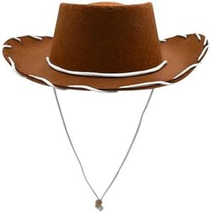 Nicky Bigs Novelties Western Sheriff Costume Hat - 1950's Style Kids Ranch Hat Wide Brim - Boys & Girls Cowgirl or Cowboy Hats, Brown, One Size