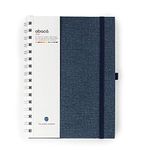 COMMA Abaca - A5 Size - Wire-O-Bound Spiral Notebook with Elastic Band Closure & Pen Loop - 200 Pages - 80gsm Natural Shade Paper - Textured Cover Material - (Navy Blue)