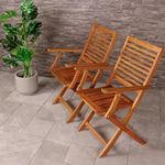 Charles Bentley FSC Certified Wooden, Pair of Folding Acacia Chairs, Foldable, Garden Seats, Outdoor Furniture, Easy To Fold, Lightweight, Slatted Design, Oil Coated Colour, Compact (87x53x52cm)