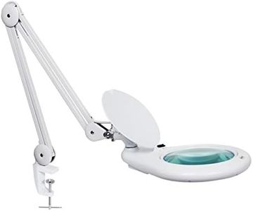 Neatfi Elite HD XL 7 Inches Wide Super LED Magnifying Lamp with Clamp, 84pcs SMD, 5 Diopter, 6000-7000K, Eye-Friendly, Space Saving Adjustable Clamp, Glare-Free, Adjustable Arm Magnifier (White)