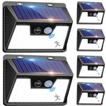 Nipify Solar Motion Sensor Light Outdoor, [6 Pack/140 LED]Solar Lights Outdoor Wireless, 3 Modes Waterproof LED Outdoor Solar Lights Wall Mount, Solar Security Lights for Garden Garage Deck Yard