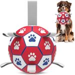 HETOO Dog Soccer Ball, Interactive Dog Toys for Doggies, Dog Water Toy, Durable Dog Balls for Small & Medium Dogs-Red&White(8 inch)