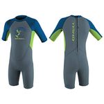 O'Neill Toddler Reactor 2mm Back Zip Shorty Wetsuit - Graphite Dayglo Ocean - UV Sun Protection and SPF Properties - Unisex - Age - 4Y