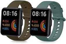 kwmobile Straps Compatible with Xiaomi Redmi Watch 2 Lite Straps - 2x Replacement Silicone Watch Bands - Brown/Dark Green