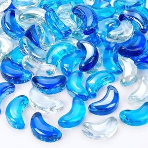 RUOJAS 10 LB Flat Glass Stone, Decorative Marbles for Vases, Moon Glass Gem for DIY Vase Fillers (Cobalt Blue, Ocean Blue, Crystal)