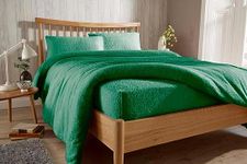 Olivia Rocco Teddy Fleece Extra Deep Fitted Sheet Cosy Warm Fluffy Fitted Bed Sheets (Emerald Green, Double)