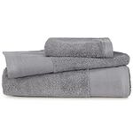 Silvon Premium Antibacterial Bath Towel Set of 3 for Acne Prone Skin-Silver Infused Smart Fabric - Luxury Bath Towel Set - No Odor and Acne-Causing Bacteria - Absorbent & Ultra Soft (Set of 3, Grey)