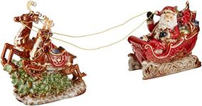 burton+BURTON Porcelain 10" h Santa, Sleigh and Reindeer Christmas Figurine for Holiday Home Decor