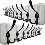 WEBI Coat Rack Wall Mounted,98cm Long,10 Hooks,Wood Coat Hooks Wall Mounted,Coat Hanger Wall,Hook Rack Rail,Triple Hooks for Hanging Coats,Clothes,Jacket,Black/White,2 Packs