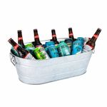 Barcool 20L Large Oval Party Tub - Galvanized Steel Beverage Cooler for Rustic Drinks Service, Outdoor/Indoor Use, Perfect for Party & Entertaining, Ice Bucket inc Bottle Opener