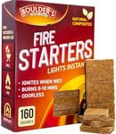 Fire Starter Cubes, 160 pcs - Fire Starter Squares for Fireplace, BBQ, Grill, Chimney, Campfires, Outdoor Fire Pit - Fire Starter Kit, Water Resistant & Odorless for Cook-fire - Camping Accessories