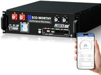ECO-WORTHY 48V 100Ah LiFePO4 Lithium Battery w/Bluetooth | UL1973 & UL9540A & CEC Listed | 5120Wh Server Rack Battery for Solar Energy Storage, Home Backup Power
