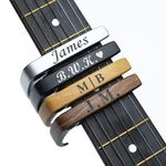 Personalized Guitar Capo, Custom Metal Guitar Capo with Wood Grain, Engerved Birthday Gift, Fathers days Gift for Guitarists (Dark Wood)