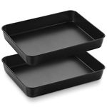 HaWare Oven Tray, Non-Stick Stainless Steel Baking Sheet Pan Set of 2, Rectangle Deep Cake Tin for Roasting Baking Serving, 31.5x24.8x5cm, Healthy & Non-Toxic, Rust Resistant (Black)