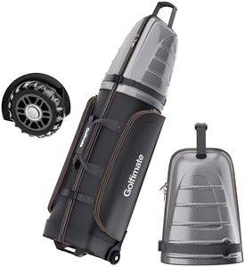 Golf Travel Bags for Airlines with Carbon Fiber Hard Top, Protective Club Traveling Cover with Wheel, Golf Club Carrier Case for Airplanes, Thick Padding, Durable Zippers and 2 Sided Spacious Pockets