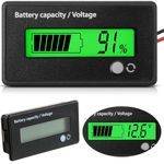 Frienda DC 12V 24V 36V 48V 72V Battery Meter with Alarm Battery Indicator Battery Monitor Battery Capacity Monitor Battery Voltage Meter and Lithium Ion Battery Indicator