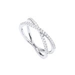 PAVOI 14K White Gold Plated X Ring CZ Simulated Diamond Criss Cross Ring (Size 6)