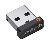 Logitech USB Unifying Receiver, 2.4 GHz Wireless Technology, USB Plug Compatible with all Logitech Unifying Devices like Wireless Mouse and Keyboard, PC / Mac / Laptop - Black