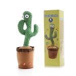 Kidkitz Dancing Singing Cactus Toy for Kids | USB Charging |Talking Singing Children Baby Plush Electronic Toy | Voice Recording Repeats What You Say | LED Lights | Green