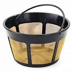 NRP 12-14cup Screen Bottom Basket Permanent Coffee Filter Replacement for KitchenAid Coffeemaker and Others with Large Brew Section, Gold-Tone Steel Mesh