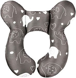 vocheer Baby Travel Pillow(Upgraded), Head and Neck Support Pillow for Pushchair, Car Seat,Stroller, Bouncer, Cotton (Elephant)