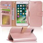 Arae Case for iPhone 7 Plus/iPhone 8 Plus, Premium PU Leather Wallet Case with Kickstand and Flip Cover for iPhone 7 Plus (2016) / iPhone 8 Plus (2017) 5.5" (not for iPhone 7/8) - Rose Gold