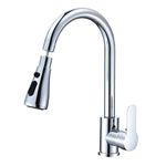 Kitchen Sink Taps Mixer with 3 Functions 360°Swivel Spray Head, NEWRAIN Single Handle Stainless Steel Kitchen Faucet, Polished Chrome