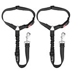 Slowton Dog Seatbelt, 2 Pack Pet Car Seat Belt Headrest Restraint Adjustable Puppy Safety Seat Belt with Elastic Bungee and Reflective Stripe Connect with Dog Harness in Vehicle for Travel Daily Use