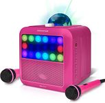 Portable Karaoke Machine - Singsation Star Burst (Pink) Karaoke System Comes w/ 2 Mics, Room Filling Light Show, Retro Light Panel & Works via Bluetooth. No CDs Required. YouTube Your Favorite Songs