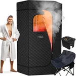 ouluu XL Portable Sauna Box, 4L Steamer Portable Steam Sauna for Home, Personal Sauna with Big Sauna Chair, Remote Control, Black, 1400W